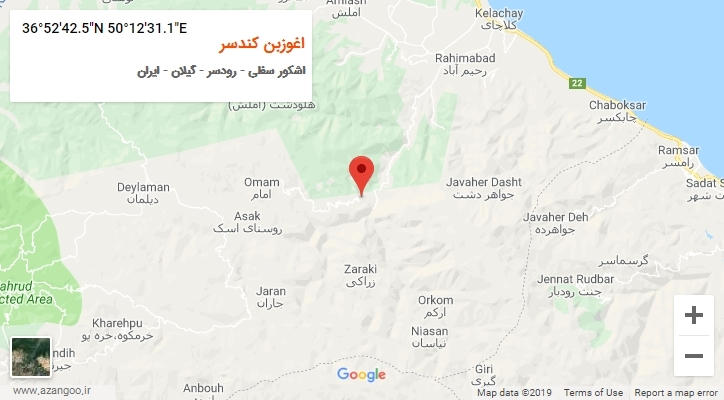 روستای اغوزبن کندسر بر روی نقشه