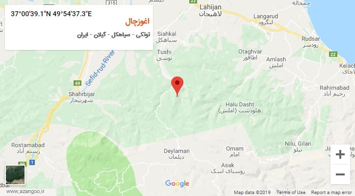 روستای اغوزچال بر روی نقشه