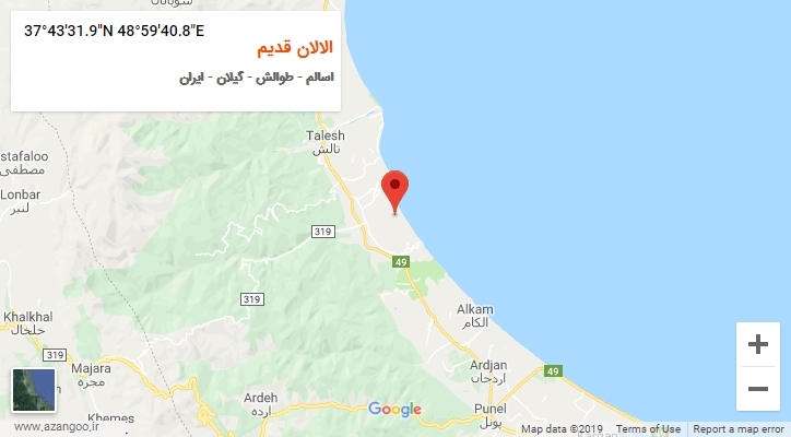 روستای الالان قدیم بر روی نقشه