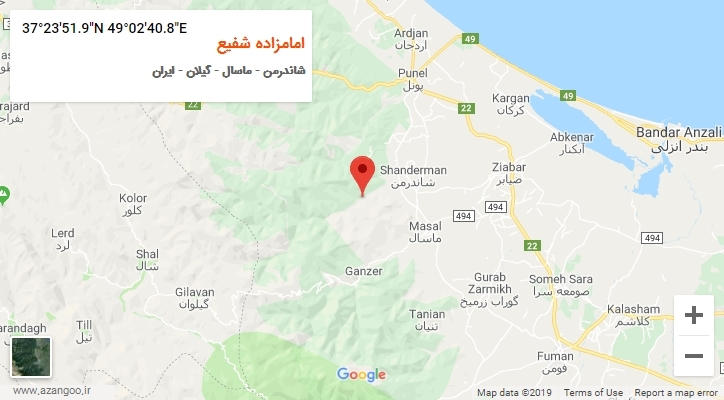 روستای امامزاده شفیع بر روی نقشه
