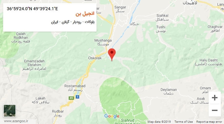 روستای انجیل بن بر روی نقشه