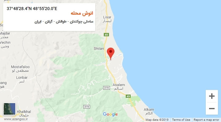 روستای انوش محله بر روی نقشه