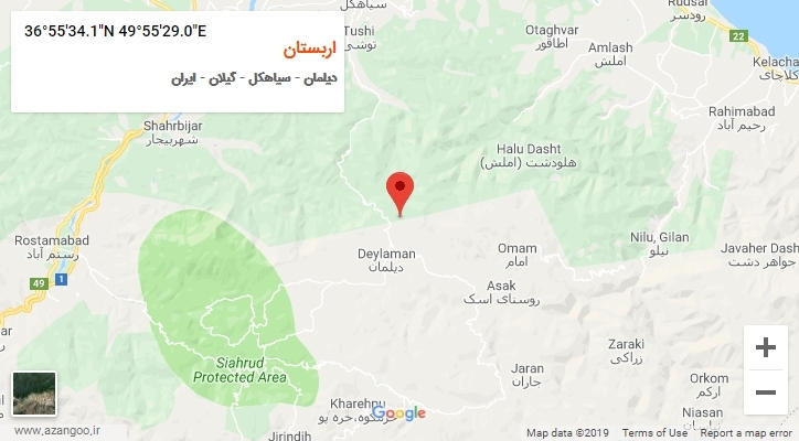 روستای اربستان بر روی نقشه