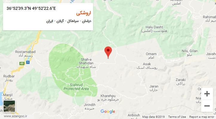 روستای اروشکی بر روی نقشه