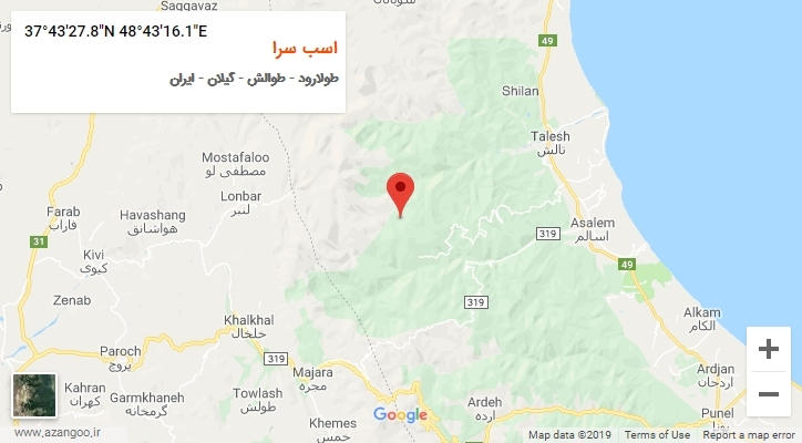 روستای اسب سرا بر روی نقشه