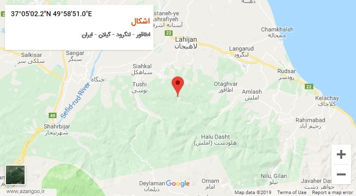 روستای اشکال بر روی نقشه