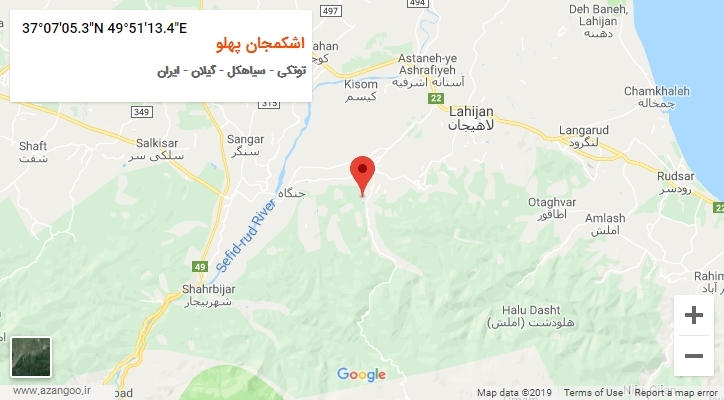 روستای اشکمجان پهلو بر روی نقشه