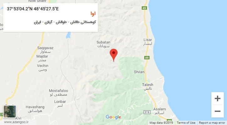 روستای اوا بر روی نقشه