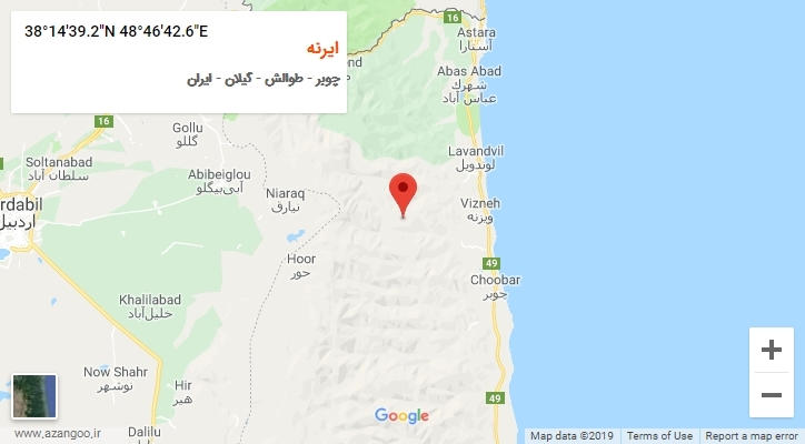 روستای ایرنه بر روی نقشه