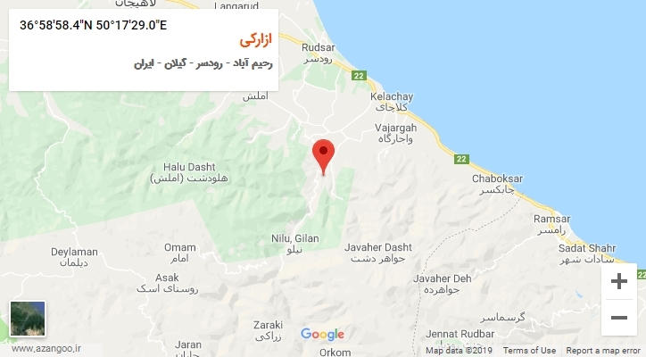 روستای ازارکی بر روی نقشه