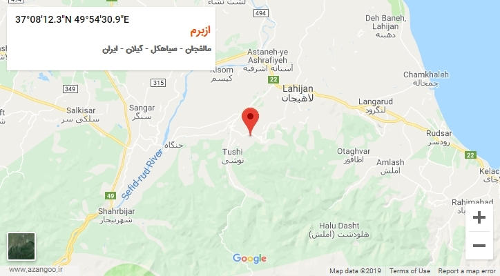 روستای ازبرم بر روی نقشه