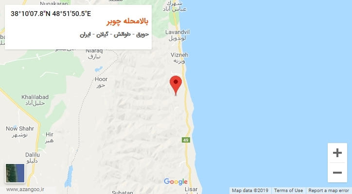 روستای بالامحله چوبر بر روی نقشه