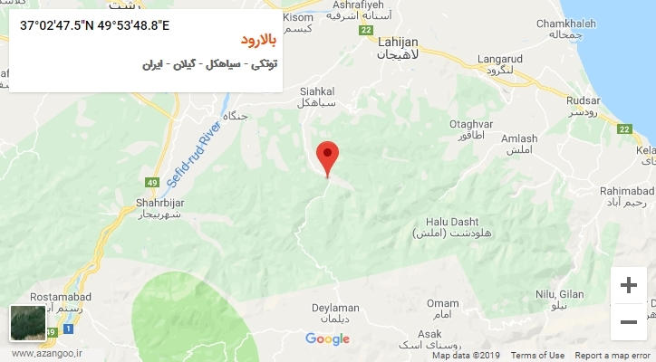 روستای بالارود بر روی نقشه