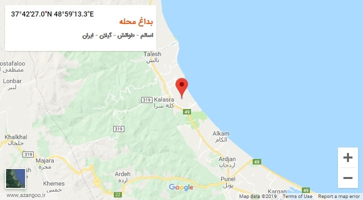روستای بداغ محله بر روی نقشه
