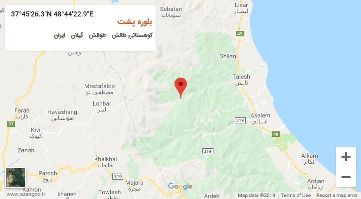 روستای بلوره پشت بر روی نقشه