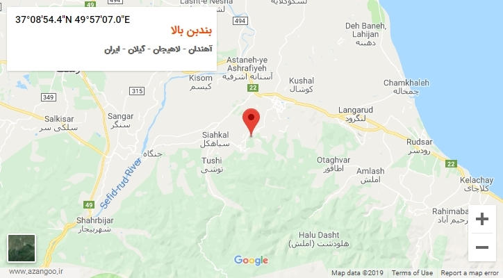 روستای بندبن بالا بر روی نقشه