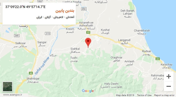 روستای بندبن پایین بر روی نقشه