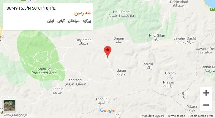 روستای بنه زمین بر روی نقشه