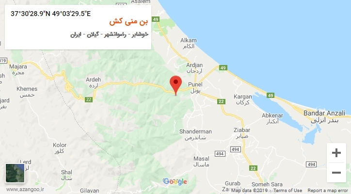 روستای بن منی کش بر روی نقشه