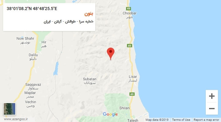 روستای بنون بر روی نقشه