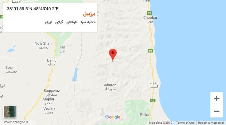 روستای برزبیل بر روی نقشه