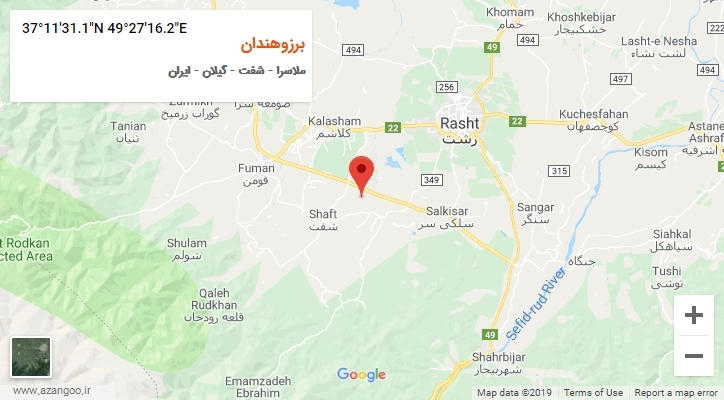روستای برزوهندان بر روی نقشه