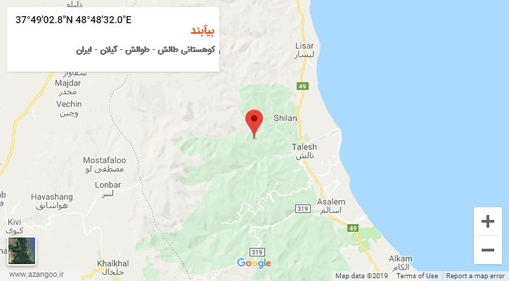 روستای بیآبند بر روی نقشه