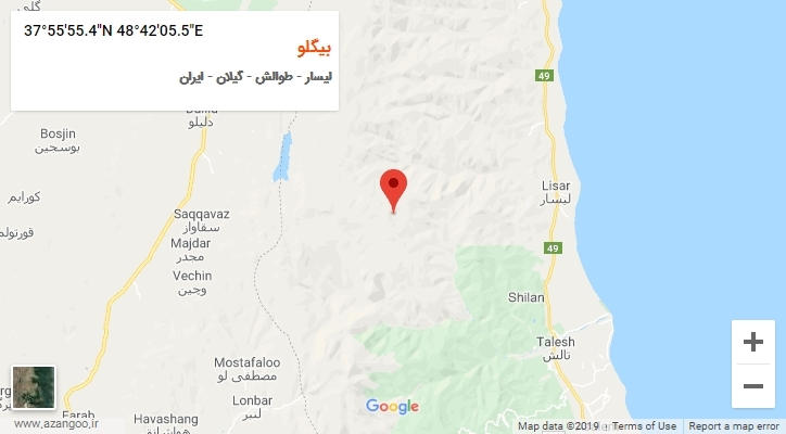 روستای بیگلو بر روی نقشه