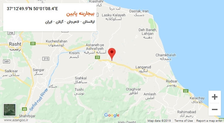 روستای بیجاربنه پایین بر روی نقشه