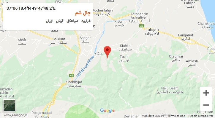 روستای چال شم بر روی نقشه