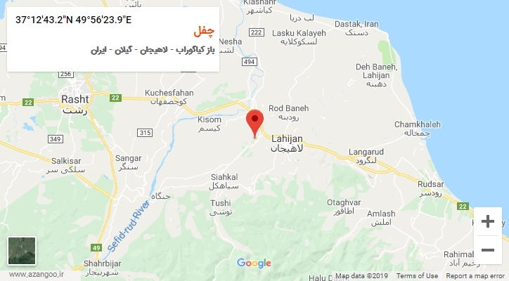 روستای چفل بر روی نقشه