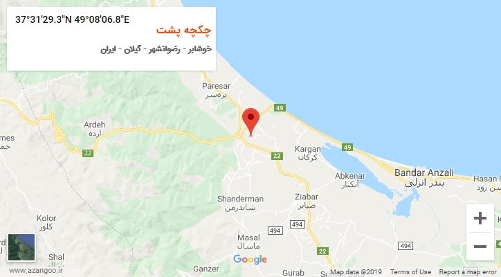 روستای چکچه پشت بر روی نقشه