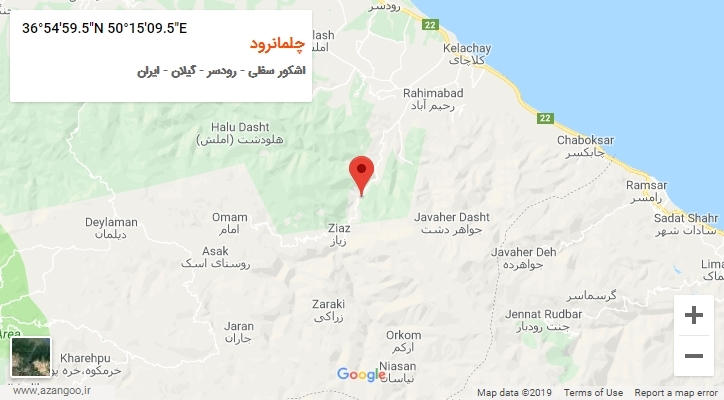 روستای چلمانرود بر روی نقشه