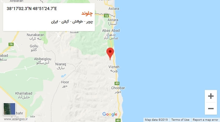 روستای چلوند بر روی نقشه