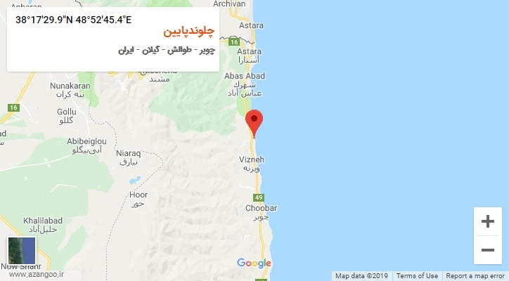 روستای چلوندپایین بر روی نقشه