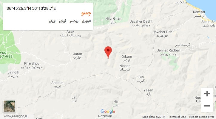 روستای چمتو بر روی نقشه
