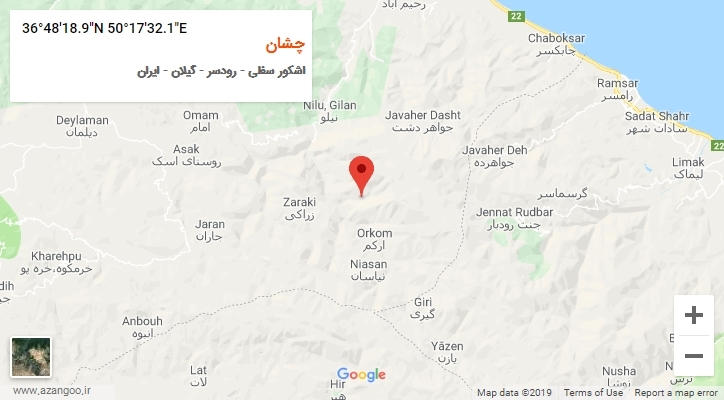 روستای چشان بر روی نقشه