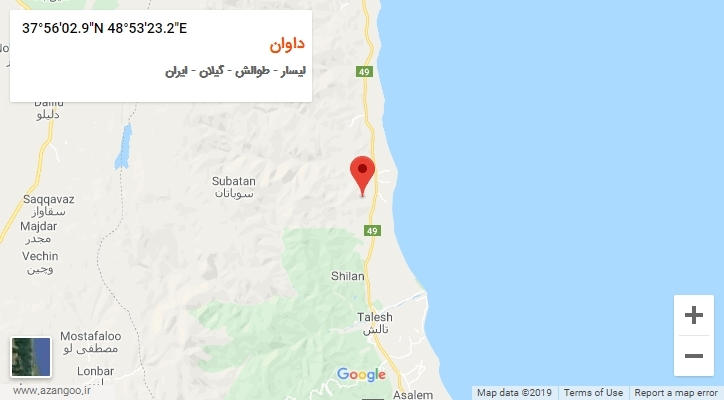 روستای داوان بر روی نقشه