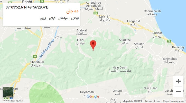 روستای ده جان بر روی نقشه