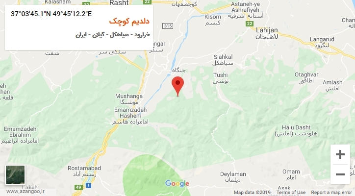 روستای دلدیم کوچک بر روی نقشه