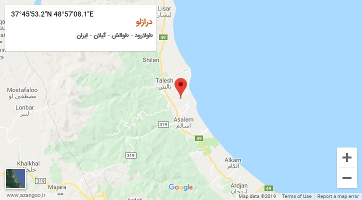 روستای درازلو بر روی نقشه