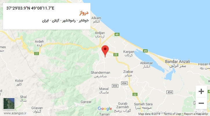 روستای درواز بر روی نقشه