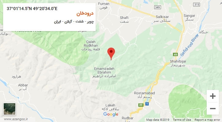 روستای درودخان بر روی نقشه