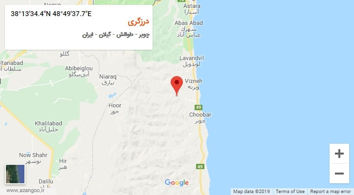 روستای درزگری بر روی نقشه