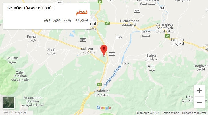 روستای فشتام بر روی نقشه