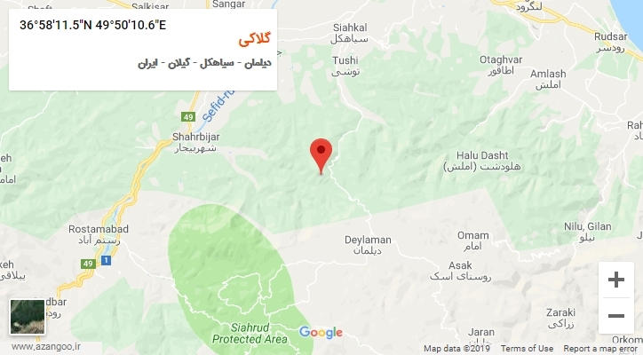 روستای گلاکی بر روی نقشه