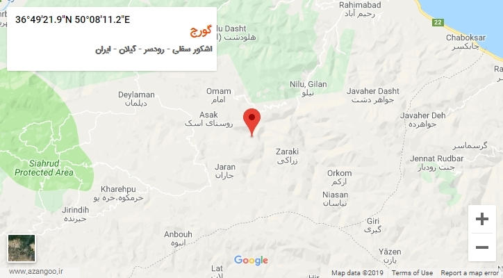 روستای گورج بر روی نقشه