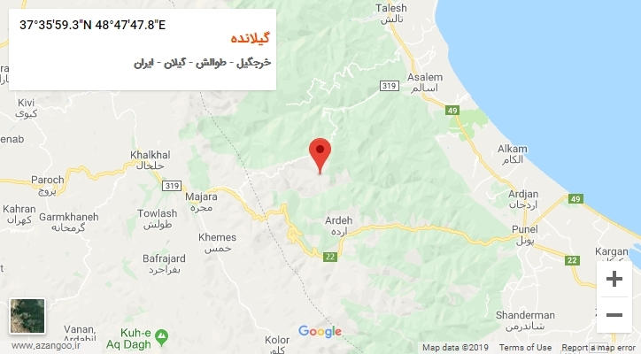 روستای گیلانده بر روی نقشه