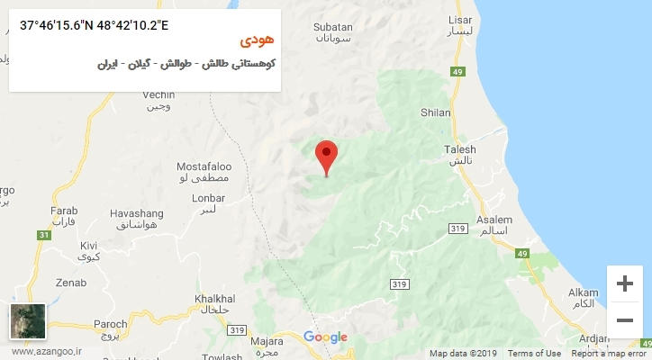 روستای هودی بر روی نقشه