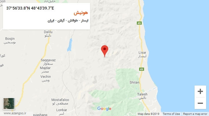 روستای هونیش بر روی نقشه